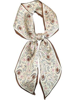 Women's brown Printed Square Headscarf Bandanas Hair Scarf Neck Scarves